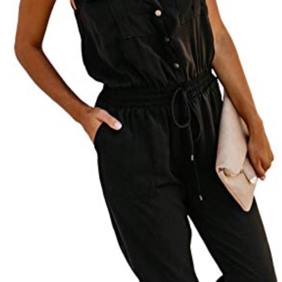Halter button down Jumpsuit Romper - Picture 5 of 8